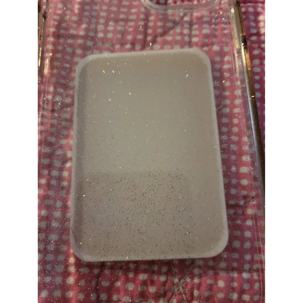 Clear Glitter Phone Case with Light Pink Suction Cup Grip Holder